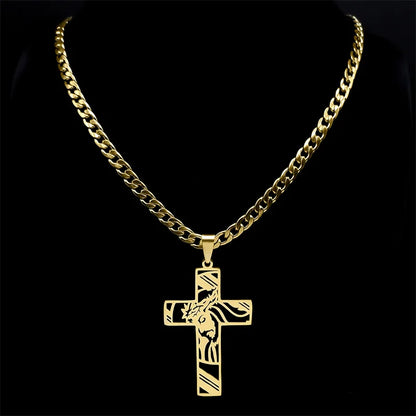 Hiphop Punk Kroon Van Doorns Jesus Kruis Ketting Voor Mannen Roestvrij Staal Verguld Kruisbeeld Hanger Kettingen Sieraden N8052