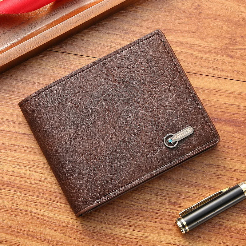 Men Purse Black Coin Wallet Male Business ID Cards Holder PU Leather Multiple Slot Casual Large Capacity Dollar Coin Money Bags