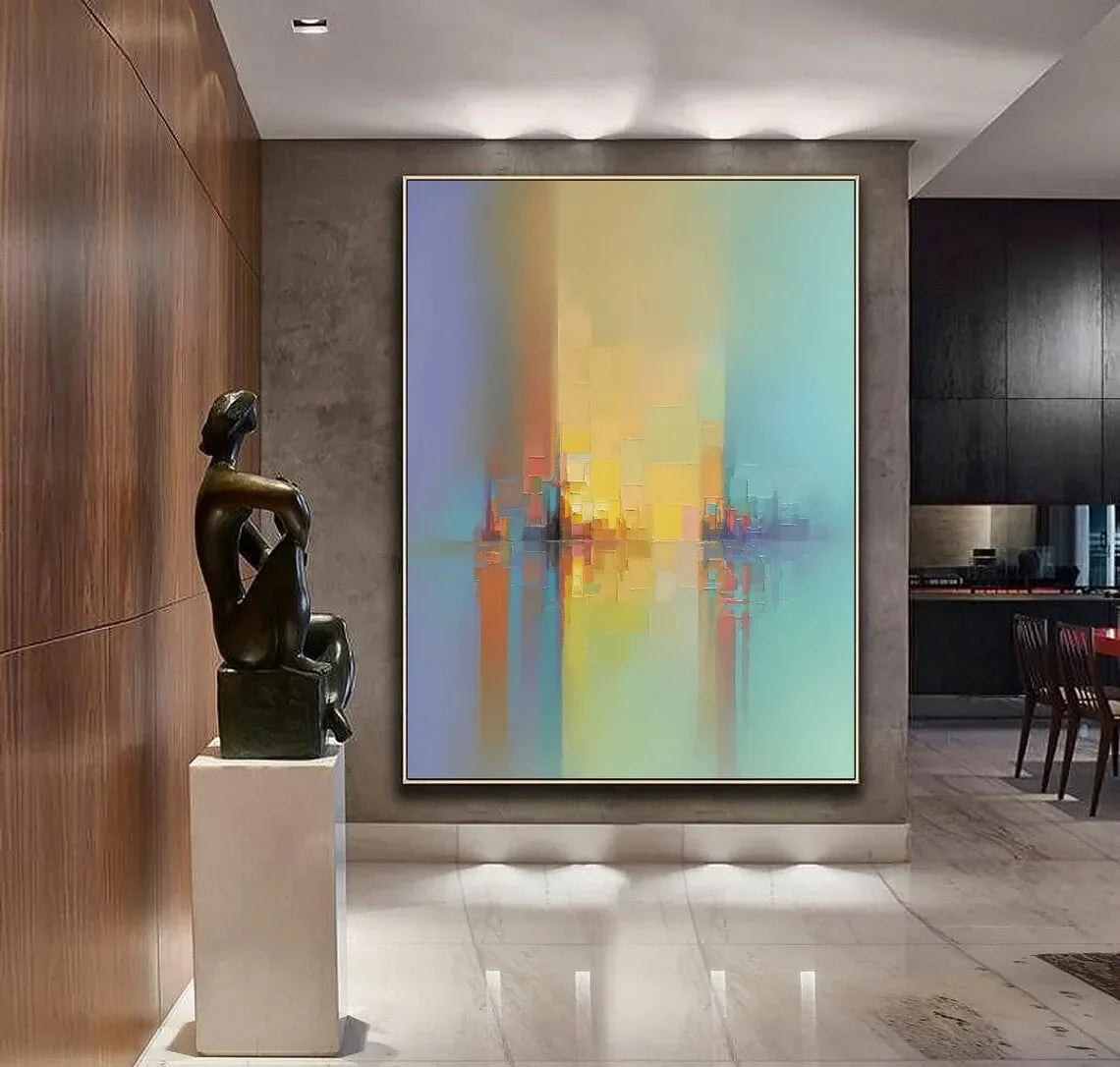 Colorful Oil Painting Hand Painted On Canvas Textured Landscape Large Painting Modern Handmade Living Room Wall Art Decor Pos