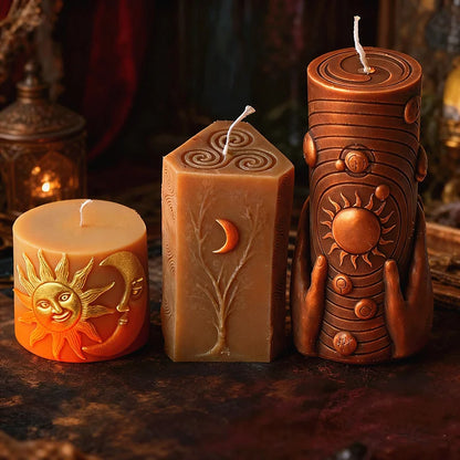 3D Zon Maan Patroon Cilinder Schimmel Zodiac Pijler Siliconen Kaars Schimmel DIY Epoxyhars Aroma Gips Kaars Maken Tool Home Decor