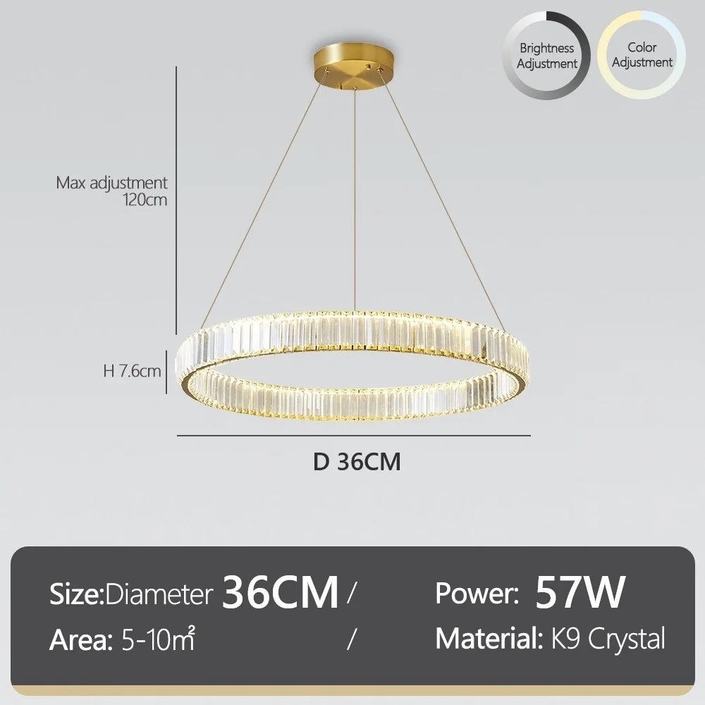 Nordic Ceiling Lamp Luxury Crystal Ceiling Light Fixtures Remote Control Three-color Light Home Lighting Lamp Dining Table Light