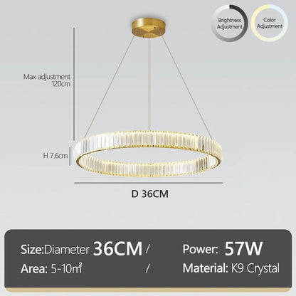 Nordic Ceiling Lamp Luxury Crystal Ceiling Light Fixtures Remote Control Three-color Light Home Lighting Lamp Dining Table Light