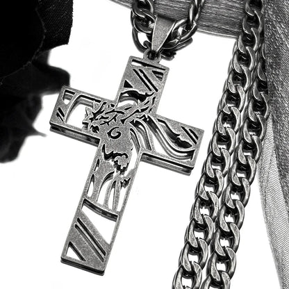 Hiphop Punk Kroon Van Doorns Jesus Kruis Ketting Voor Mannen Roestvrij Staal Verguld Kruisbeeld Hanger Kettingen Sieraden N8052
