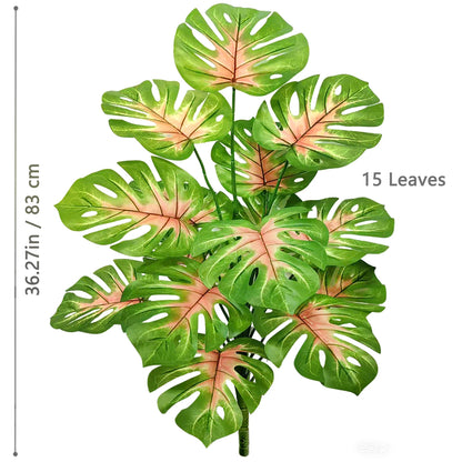 52-104cm(40.94in)  Artificial Monstera Plant Fake Palm Tree Plastic Turtle Leaf Green Plant for Home Garden Room Office Decor