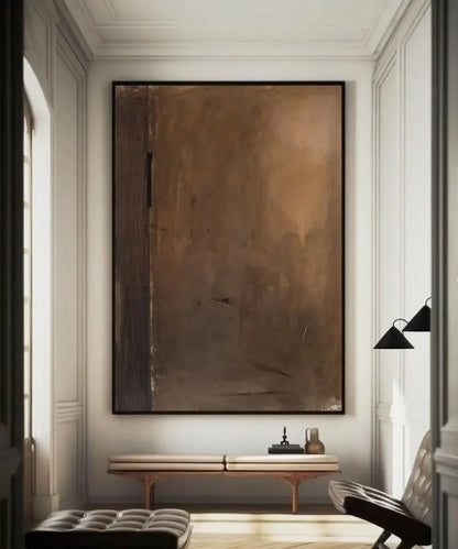 Brown Wabi-Sabi Painting Dark Brown Abstract Painting Medieval Brown Handmade Oil Painting Black Minimalist Wall Decor Wall A