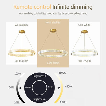 Nordic Ceiling Lamp Luxury Crystal Ceiling Light Fixtures Remote Control Three-color Light Home Lighting Lamp Dining Table Light
