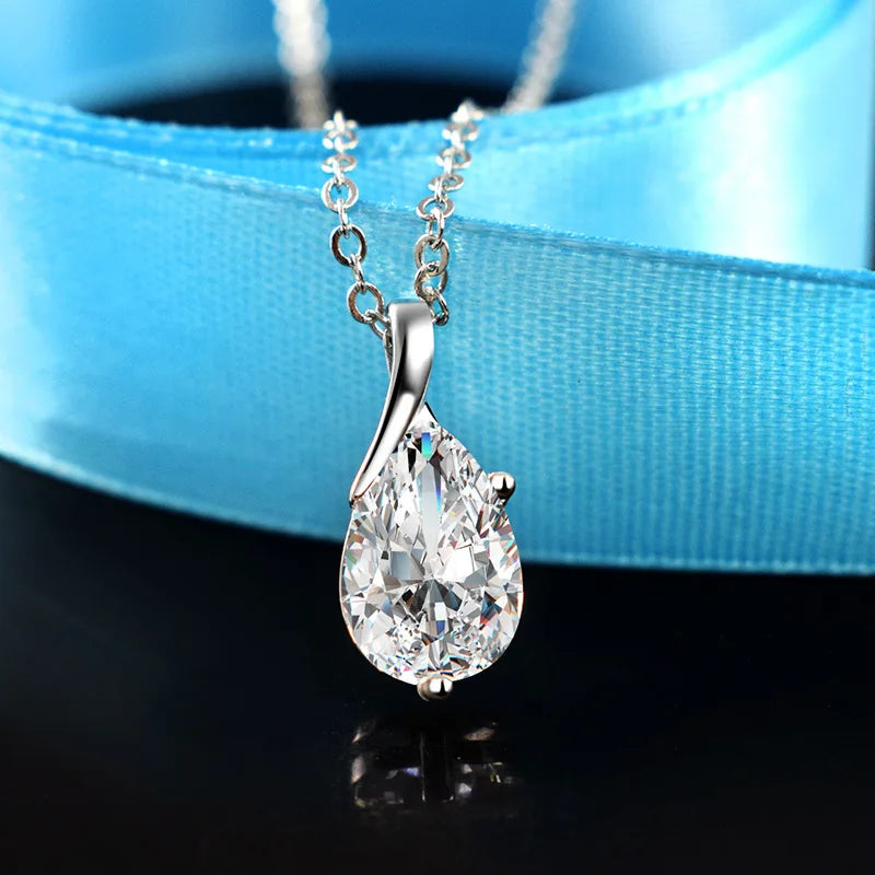 S925 Sterling zilveren ketting Angel Tears Crystal rode hanger ketting voor vrouw charme sieraden cadeau