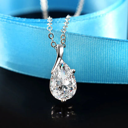 S925 Sterling zilveren ketting Angel Tears Crystal rode hanger ketting voor vrouw charme sieraden cadeau