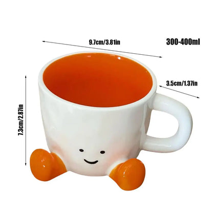 Ceramic Coffee Cup Water Cup with Feet Cute Decorative Coffee Beverage Mug for Photographers Men Women Kids Birthday Christmas