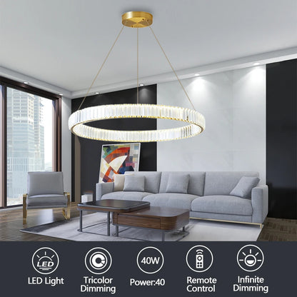 Nordic Ceiling Lamp Luxury Crystal Ceiling Light Fixtures Remote Control Three-color Light Home Lighting Lamp Dining Table Light