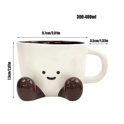 Ceramic Coffee Cup Water Cup with Feet Cute Decorative Coffee Beverage Mug for Photographers Men Women Kids Birthday Christmas