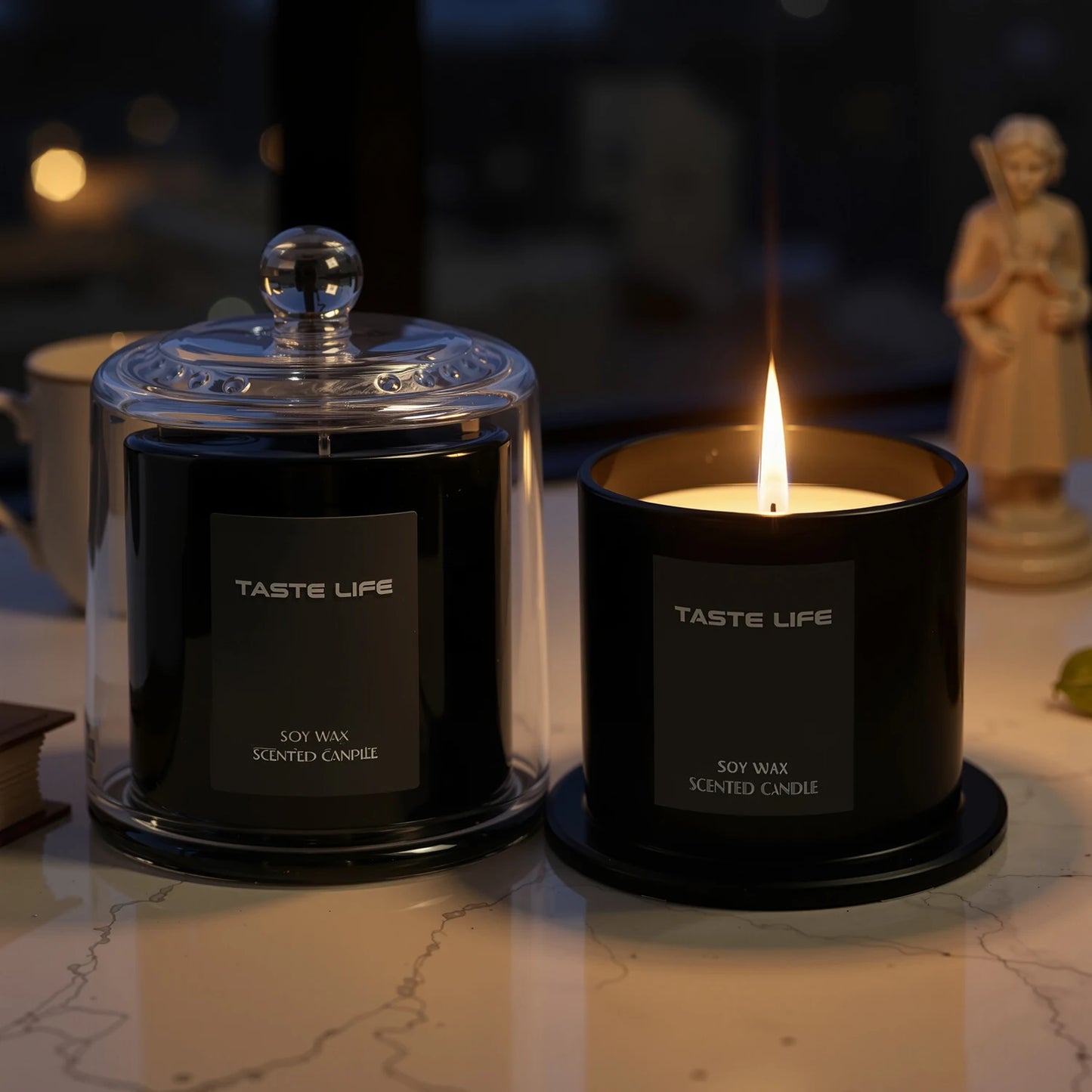 Premium sojawas geurkaarsen met glazen cloche, rookloze etherische olie aromatherapie voor thuisspa, cadeau klaar decoratief