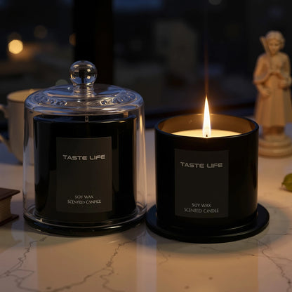 Premium sojawas geurkaarsen met glazen cloche, rookloze etherische olie aromatherapie voor thuisspa, cadeau klaar decoratief
