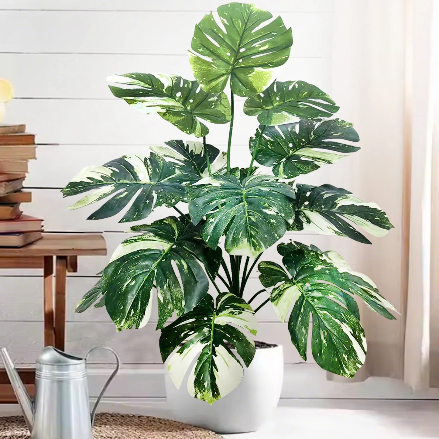 52-104cm(40.94in)  Artificial Monstera Plant Fake Palm Tree Plastic Turtle Leaf Green Plant for Home Garden Room Office Decor