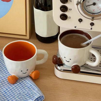 Ceramic Coffee Cup Water Cup with Feet Cute Decorative Coffee Beverage Mug for Photographers Men Women Kids Birthday Christmas
