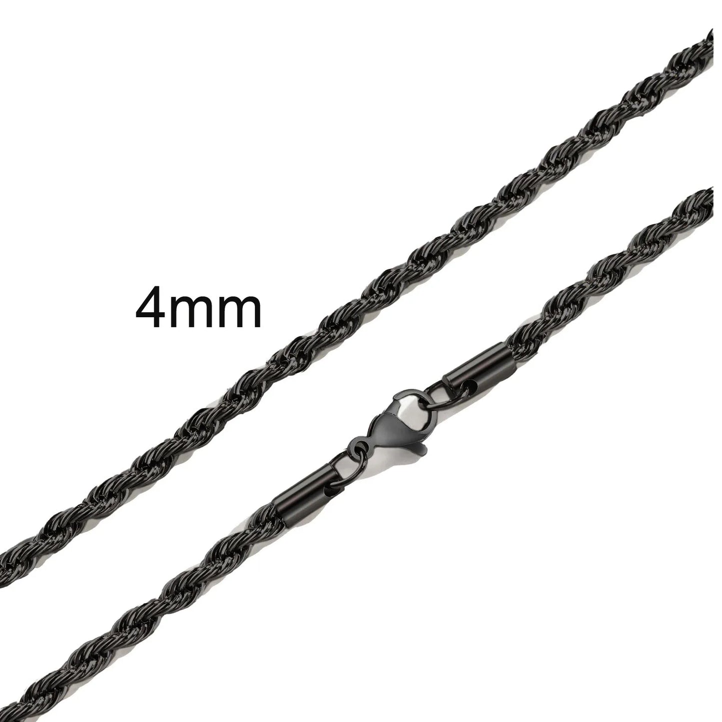 Ropes Long Necklace for Men Women,Stainless Steel Gold Color Twisted Rope Chain Collar,2/3/4/5mm Punk Basic Waterproof Jewelry