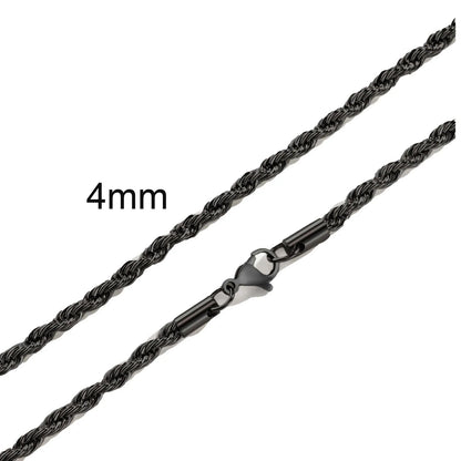 Ropes Long Necklace for Men Women,Stainless Steel Gold Color Twisted Rope Chain Collar,2/3/4/5mm Punk Basic Waterproof Jewelry