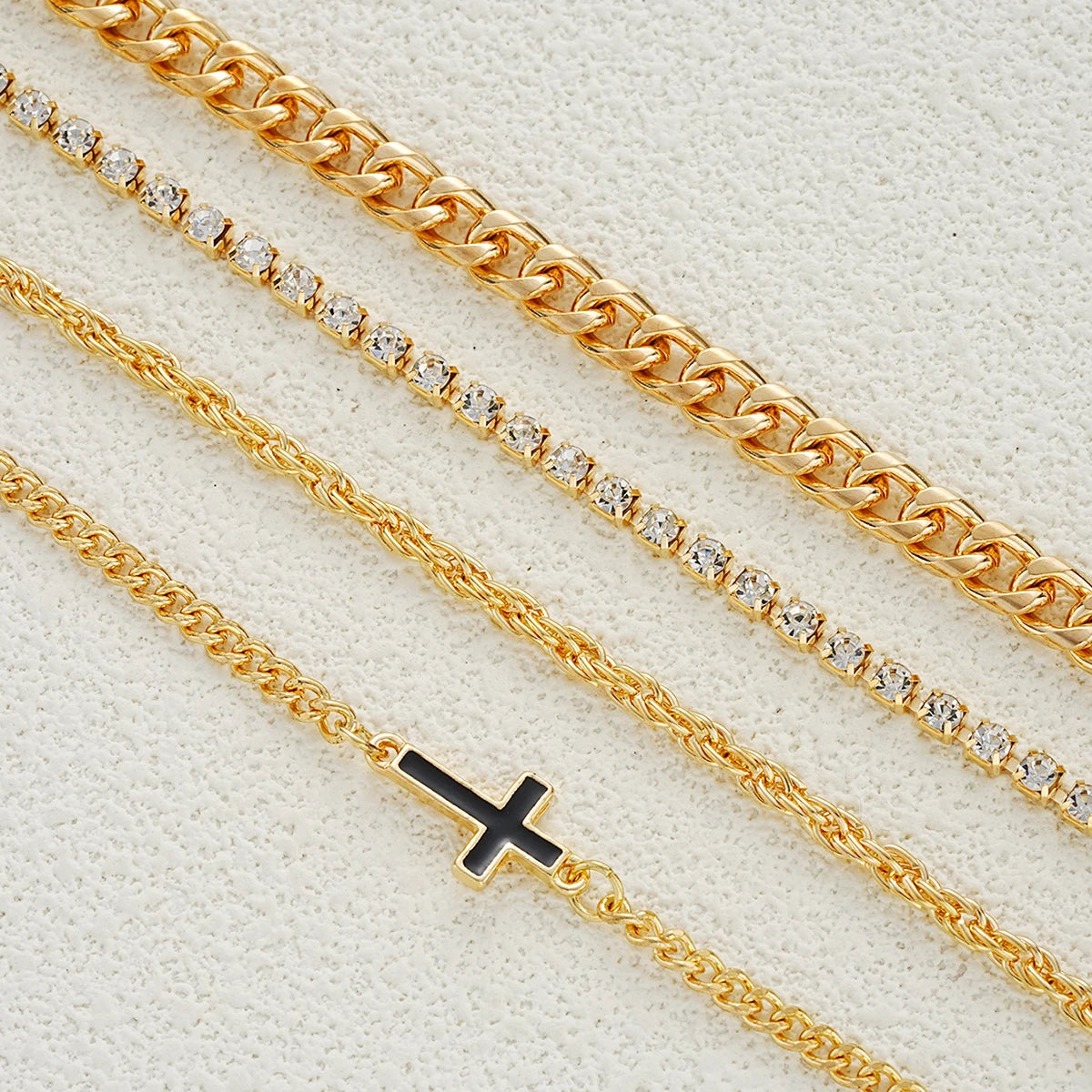 4 stuks roestvrijstalen kruisketting armband set voor mannen vrouwen punk hiphop minimalistische zirkoon armbanden dagelijks gebruik feestsieraden nieuw