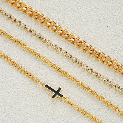 4 stuks roestvrijstalen kruisketting armband set voor mannen vrouwen punk hiphop minimalistische zirkoon armbanden dagelijks gebruik feestsieraden nieuw