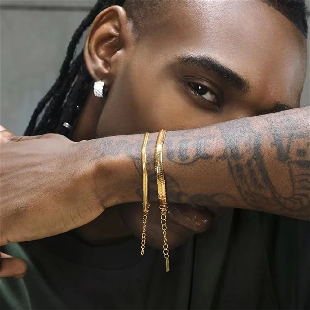 Hip Hop Roestvrij Stalen Armband Goud Kleur Snake Chain Titanium Stalen Armband Voor Vrouwen Mannen Mode-sieraden Accessoires