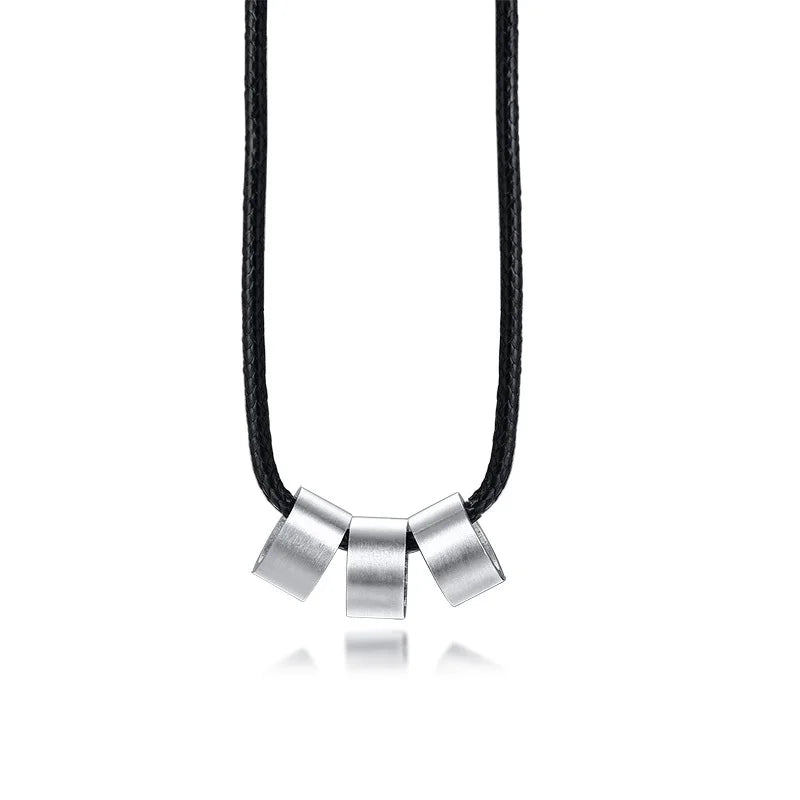 Customized Name Tube Beads for Men Boys,Braided Leather Necklace,Personalized Family Names 2 to 6 Beads