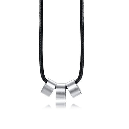 Customized Name Tube Beads for Men Boys,Braided Leather Necklace,Personalized Family Names 2 to 6 Beads