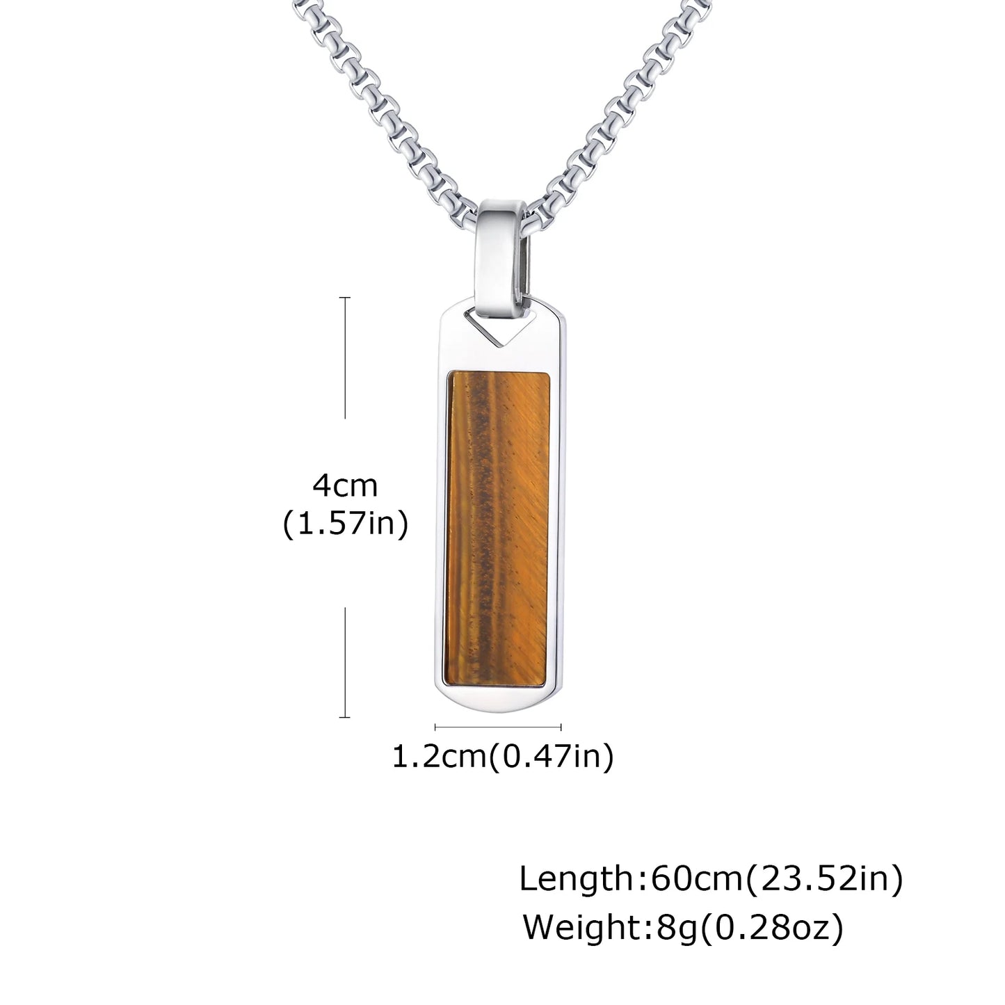 Trendy Pendant Necklaces for Men Boys,Square Natural Stone Stainless Steel Necklaces,Hip Hop Cool Healing Jewelry Gifts