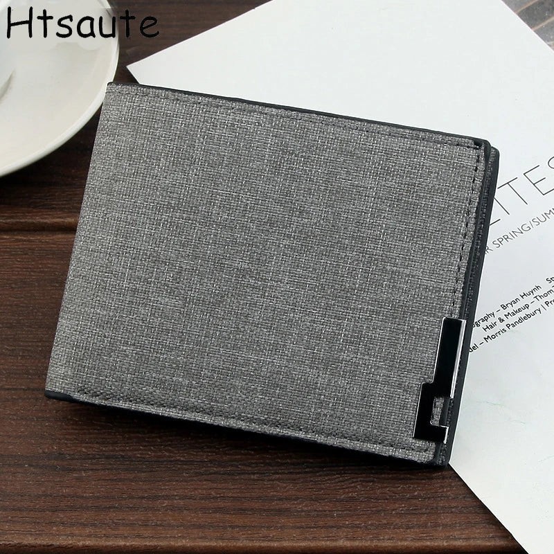Multifunctional Men's Canvas Wallet Leisure Travel Lightweight Portable Short Style All Match Male Credit Card Holder Coin Purse