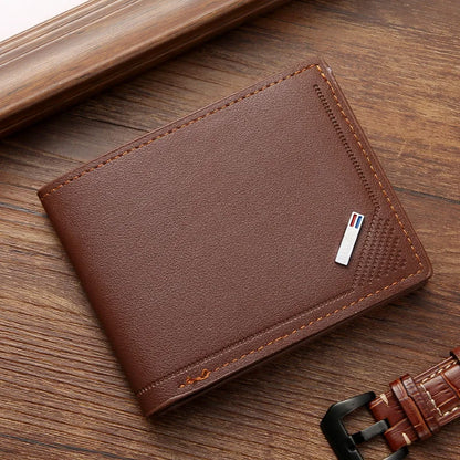 Men's Short Leather Slim Wallets Business Man Money Clip Credit Card Holder Purse Thin Minimalist Bifold Wallet