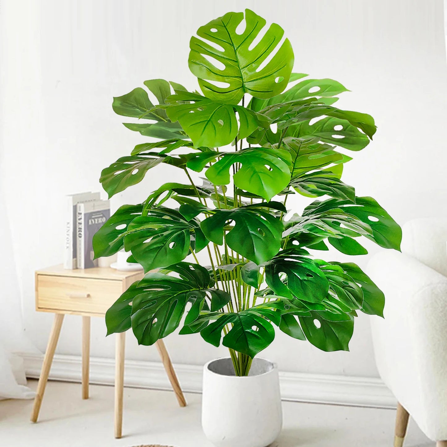 52-104cm(40.94in)  Artificial Monstera Plant Fake Palm Tree Plastic Turtle Leaf Green Plant for Home Garden Room Office Decor