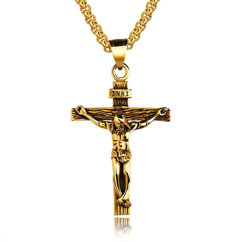Creatieve christelijke Jesus Cross ketting trendy gepersonaliseerde roestvrijstalen ketting religieuze kruis hanger sieraden gebed cadeau