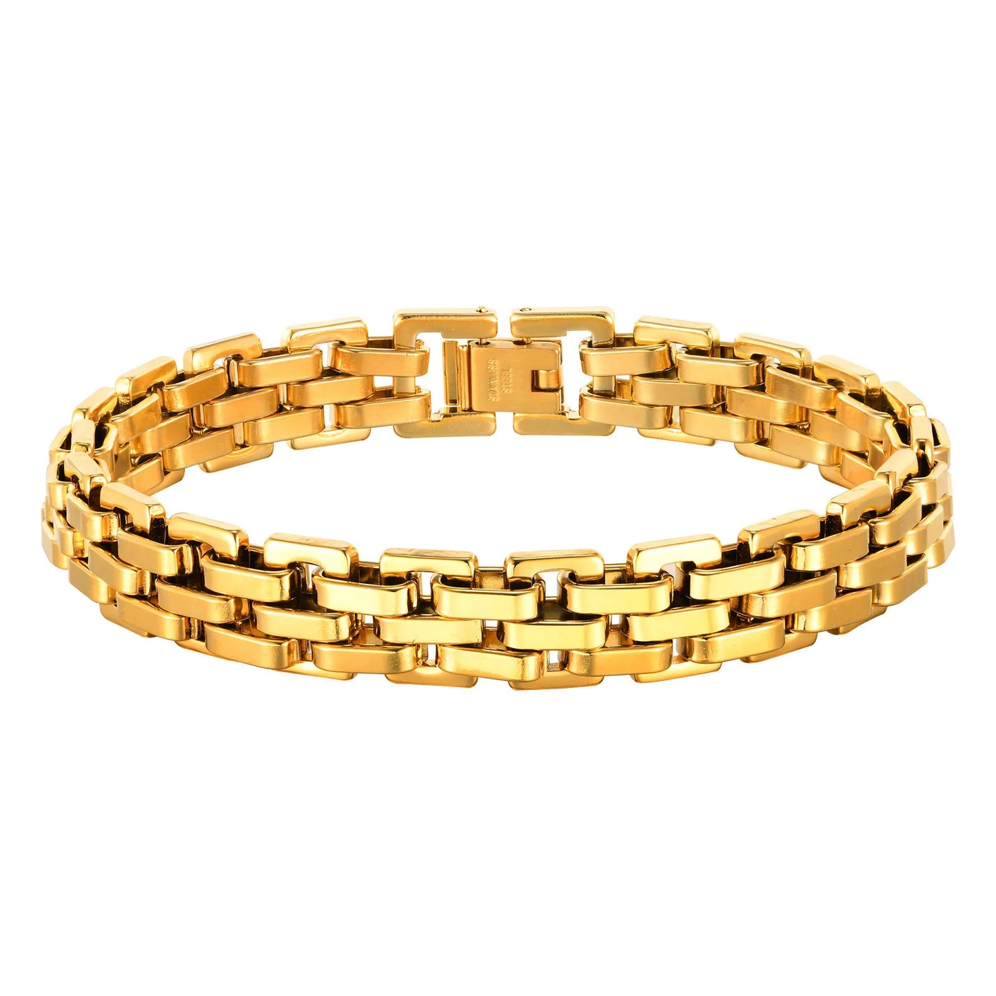 Vnox Stylish Strap Chain Bracelets for Men Boys Gift Jewelry, 10.7MM Wide Stainless Steel Links Wristband, Father's Day Gift Dad