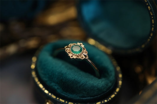 Franse Vintage Groene Kristal Verstelbare Ring Voor Vrouwen Rvs Knockle Ring Mode Sieraden Accessoires Groothandel Cadeau