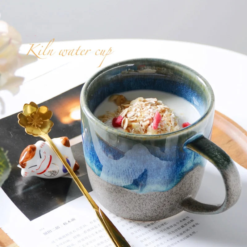 350Ml Ceramic Milk Coffee Breakfast Mugs Gradual Change Starry Cerative Retro Mug Tea Office Water Cup Juice Beer Cups Drinkware