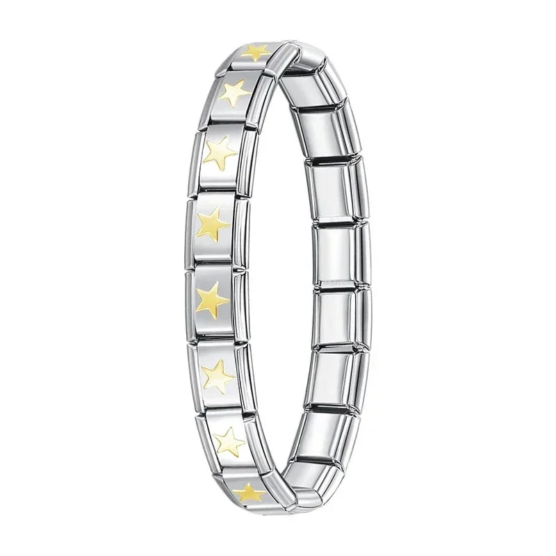 Hapiship 2024 New Men/Women's Jewelry 7/9/13mm Width Itanlian Elastic Charm Bracelet Fashion Stainless Steel Bangle ST-Top