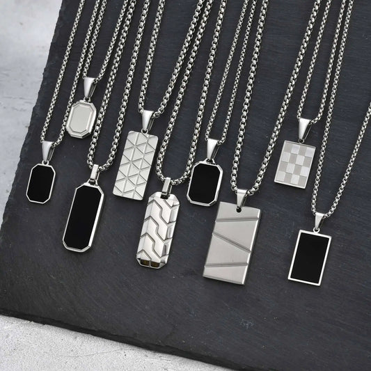 Vnox kleine dogtags hanger kettingen voor mannen jongens, zwart zilver kleur roestvrij staal militaire dog tag met box ketting cadeau aan hem