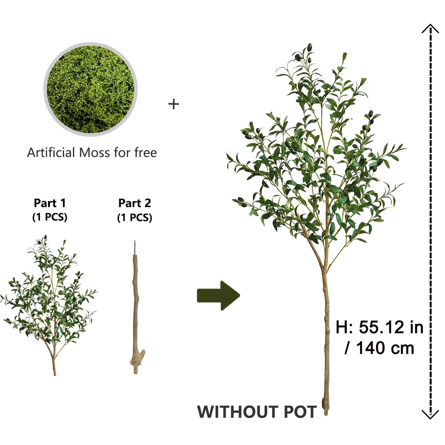 120-180CM Artificial Olive Tree Branch Without Pot Modern Minimalist Fake Plant for Home garden Living Room Balcony shops Decor