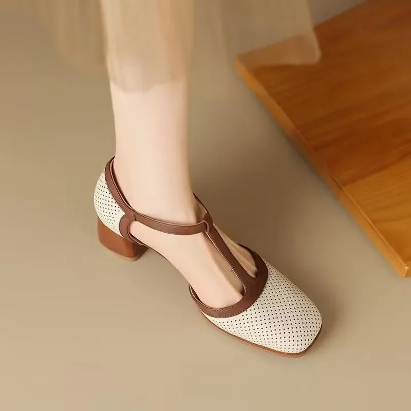 Escarpins Isava en Cuir Véritable à Talons Moyens