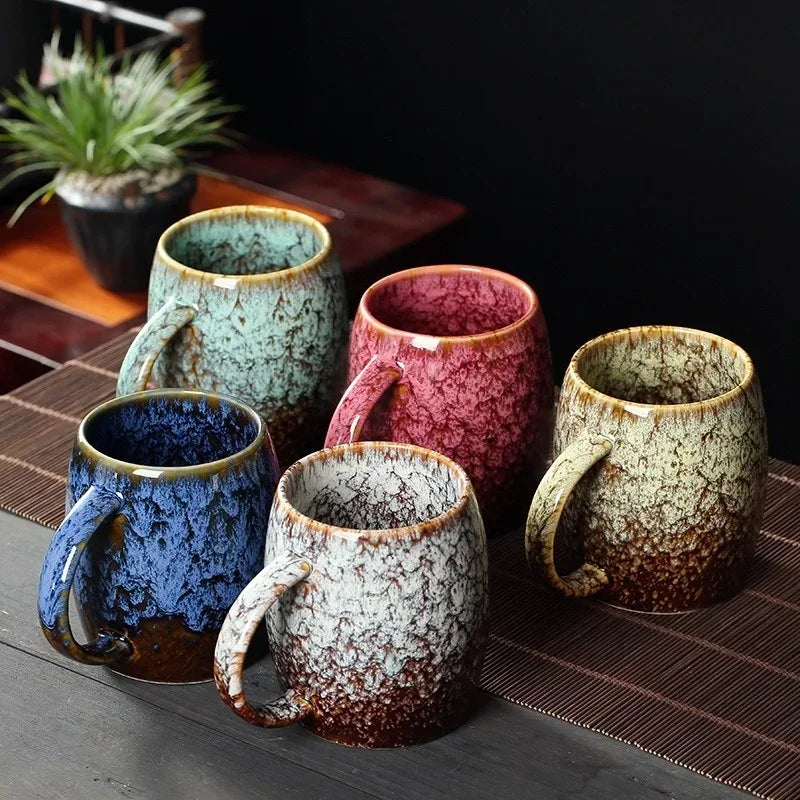 400ML European Retro Ceramic Mug Kiln Change Glazed Creative Coffee Cups Milk Mug Simple Teacup Household Couple Water Cup
