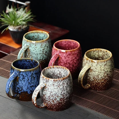400ML European Retro Ceramic Mug Kiln Change Glazed Creative Coffee Cups Milk Mug Simple Teacup Household Couple Water Cup