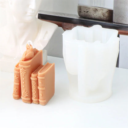 3D Book Silicone Candle Mould  DIY Literary Style Plaster Epoxy Resin Casting Mould Book Frame Cement Gypsum Home Decor