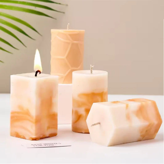 3D Geometric Silicone Candle Mold Texture Cylindrical Soap Mold DIY Nordic Style Aromatherapy Candle Mold Home Decoration