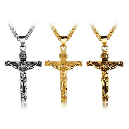 Creatieve christelijke Jesus Cross ketting trendy gepersonaliseerde roestvrijstalen ketting religieuze kruis hanger sieraden gebed cadeau