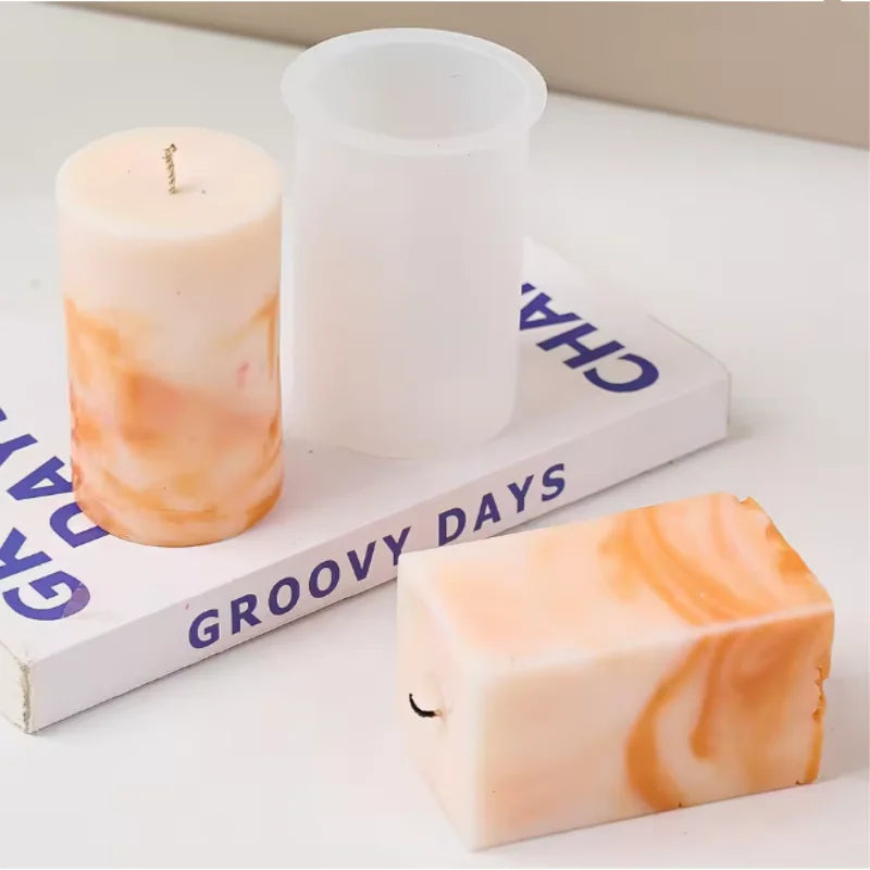 3D Geometric Silicone Candle Mold Texture Cylindrical Soap Mold DIY Nordic Style Aromatherapy Candle Mold Home Decoration