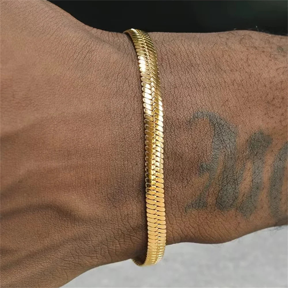 Hip Hop Roestvrij Stalen Armband Goud Kleur Snake Chain Titanium Stalen Armband Voor Vrouwen Mannen Mode-sieraden Accessoires