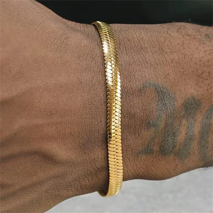 Hip Hop Roestvrij Stalen Armband Goud Kleur Snake Chain Titanium Stalen Armband Voor Vrouwen Mannen Mode-sieraden Accessoires