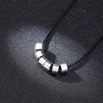 Customized Name Tube Beads for Men Boys,Braided Leather Necklace,Personalized Family Names 2 to 6 Beads