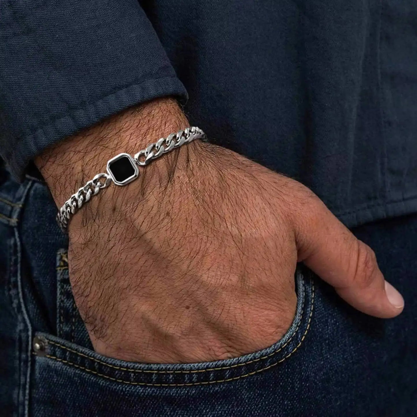 Trendy herenarmband, roestvrijstalen Cubaanse kettingpolsband, sieradencadeau voor man BBF Son