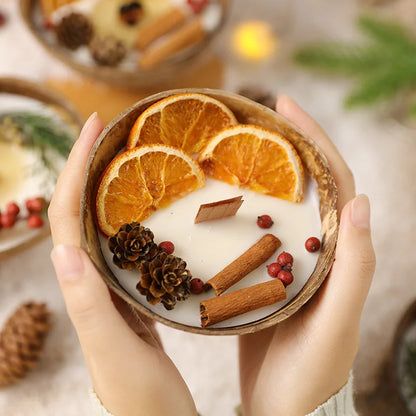 Coconut Bowl Candle with Dried Flowers Home Decorative Candles Eco Friendly Aromatherapy Candle for Weddding