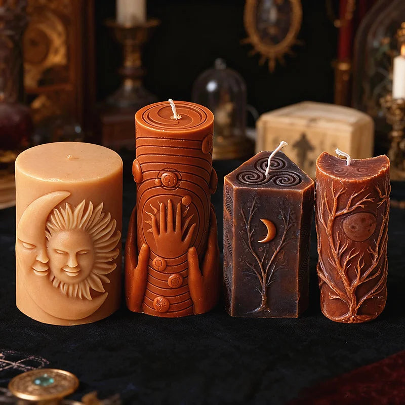3D Zon Maan Patroon Cilinder Schimmel Zodiac Pijler Siliconen Kaars Schimmel DIY Epoxyhars Aroma Gips Kaars Maken Tool Home Decor